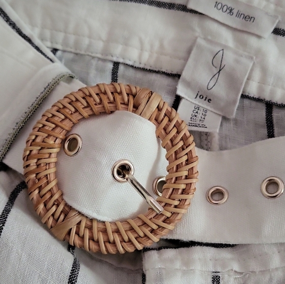 Joie 100% Linen Pleated Wide Leg Trousers in Striped Print - Picture 6 of 9